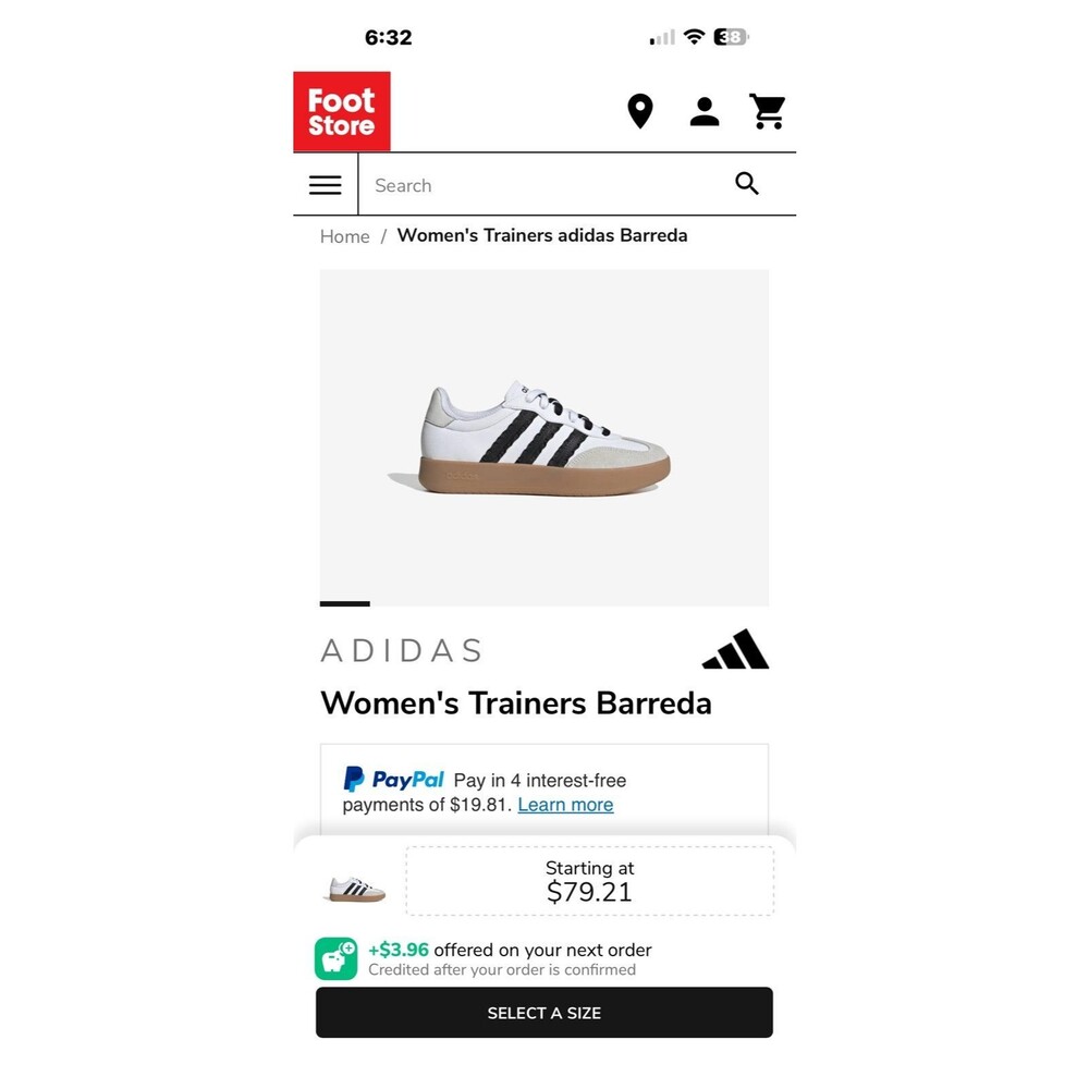 Women’s Adidas Barreda Trainers Sz. 9 NWT Black & White